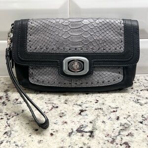 Coach Pinnacle Embossed Python Exotic Color Block Clutch/Wristlet EUC